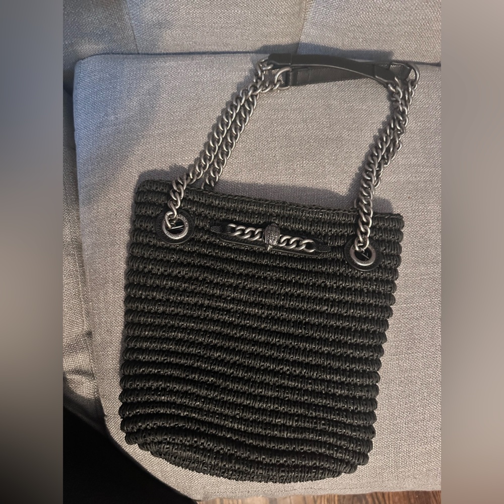 Kurt Geiger Black Chelsea Raffia Shoulder Bag